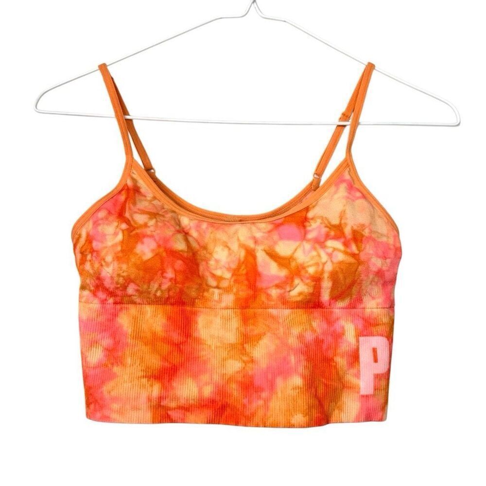 PINK Victoria's Secret Active Seamless Lightly Lined Sports Bra Orange Small